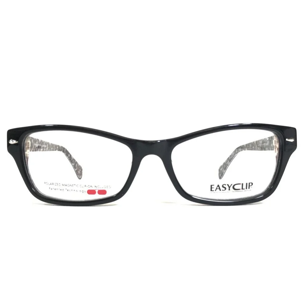Easy Clip Eyeglasses Frames EC287 BLACK Purple Cat Eye Full Rim 51-16-135